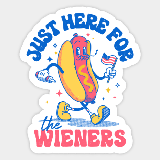 Hot Dog I'm Just Here For The Wieners Funny Fourth of July Sticker